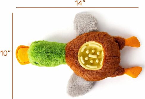 Hollypet Squeaky Plush Stuffed Dog Puzzle Toy with Slow Feeder Bowl, Interactive Chew Toy for Small and Medium Dogs, Wild Duck in Kuwait