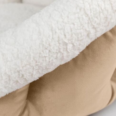 Sherry Kline Small Cuddler Cup Pet Bed: Cozy Retreat with Deep Cushioning, Secure & Snug Space for Nap or Lounge, Easy in 'n' Out Access, Polyester Fiber, Round Shape (Taupe) in Saudi Arabia