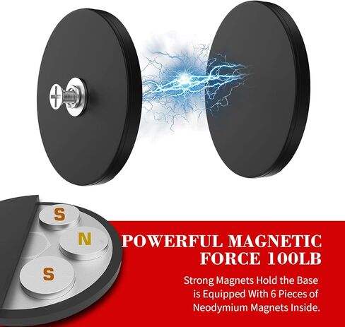 Thaibear Rubber Coated Magnets, 4Pcs 50LBS Rubber Coated Neodymium Magnets with M6 Magnetic Assembly Base, Non-Slip Strong Mounting Magnets for Light Bar Mirror Camera Tool in Kuwait