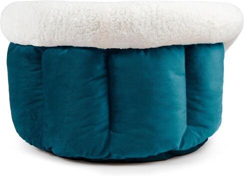 Sherry Kline Small Cuddler Cup Pet Bed: Cozy Retreat with Deep Cushioning, Secure & Snug Space for Nap or Lounge, Easy in 'n' Out Access, Polyester Fiber, Round Shape (Taupe) in Saudi Arabia