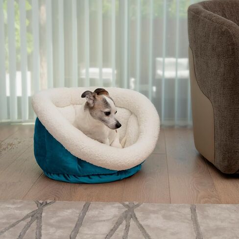 Sherry Kline Small Cuddler Cup Pet Bed: Cozy Retreat with Deep Cushioning, Secure & Snug Space for Nap or Lounge, Easy in 'n' Out Access, Polyester Fiber, Round Shape (Taupe) in Saudi Arabia