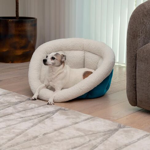 Sherry Kline Small Cuddler Cup Pet Bed: Cozy Retreat with Deep Cushioning, Secure & Snug Space for Nap or Lounge, Easy in 'n' Out Access, Polyester Fiber, Round Shape (Taupe) in Saudi Arabia