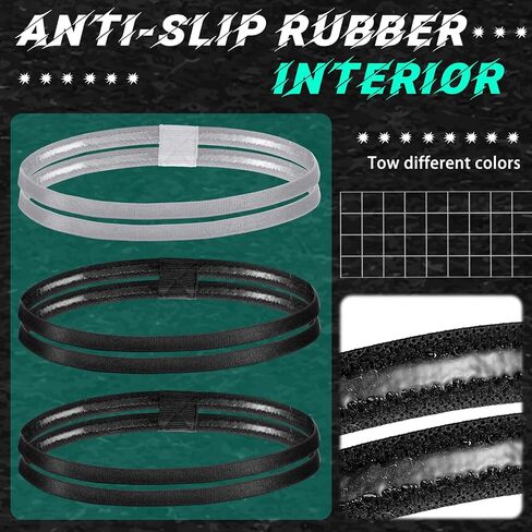 Shappy 3 Pieces Double-Straps Sport Headbands Elastic Hairband Non-Slip Sweatband for Women or Men, Black in Saudi Arabia