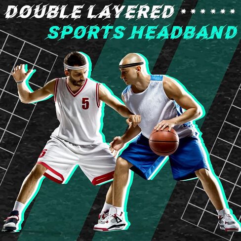 Shappy 3 Pieces Double-Straps Sport Headbands Elastic Hairband Non-Slip Sweatband for Women or Men, Black in Saudi Arabia