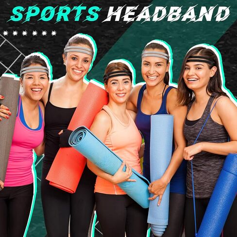 Shappy 3 Pieces Double-Straps Sport Headbands Elastic Hairband Non-Slip Sweatband for Women or Men, Black in Saudi Arabia
