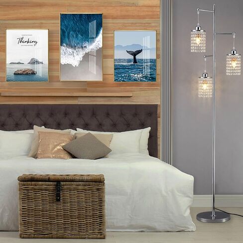 beaysyty Art Decor Crystal Floor Lamp 3-Light Contemporary Crystal Lampshade for Living Room,Bedroom,Office,Bulb Included,Chrome Finish in Kuwait