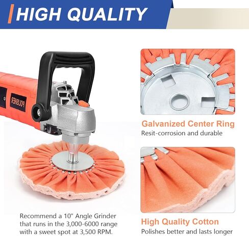 10’’White Airway Polishing Buffing Wheel Fine Polish Buffer for Angle Grinder with 5/8’’ Arbor Hole 16plys-1PC in Saudi Arabia