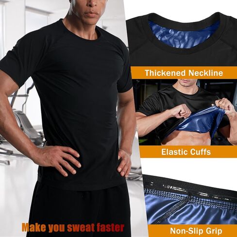 Sauna Shirt for Men Weight Loss Compression Sweat Suit T-shirt Heat Trapping Workout Body Shaper Mens Shapewear in Saudi Arabia