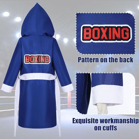 Boxing Costume Kids with Boxing Glove Robe Shorts,Halloween Boys Boxer Suit,American Boxer Robe in Kuwait