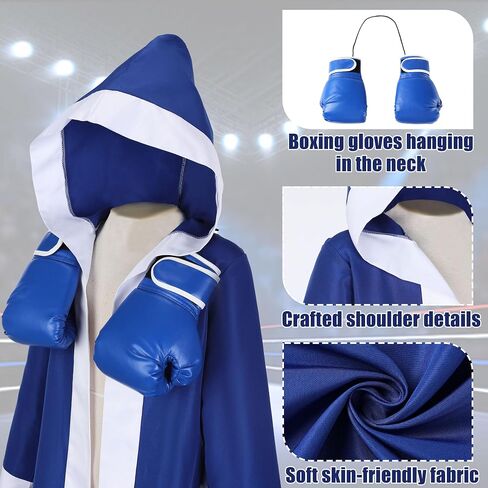 Boxing Costume Kids with Boxing Glove Robe Shorts,Halloween Boys Boxer Suit,American Boxer Robe in Kuwait
