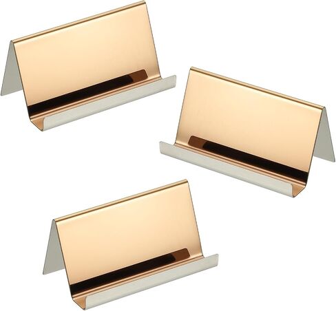 PATIKIL Business Card Holder for Desk, 3Pcs Business Card Holders Stainless Steel Card Stand Organizer Cards Display for Office Exhibition, Purple in Kuwait