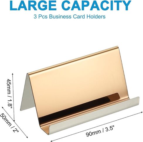 PATIKIL Business Card Holder for Desk, 3Pcs Business Card Holders Stainless Steel Card Stand Organizer Cards Display for Office Exhibition, Purple in Kuwait