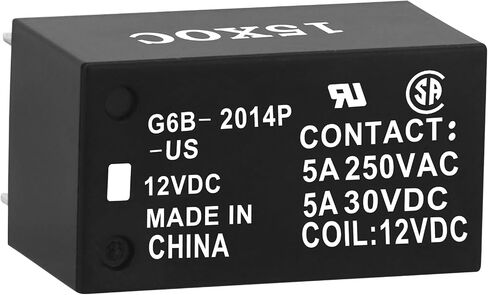 PCB Power Relay, G6B-2014P-US, Coil Voltage DC 12V, Contact 5A 250VAC, DPST 2-Pole Normally Closed 6Pins, General Purpose Relay (2) in Kuwait