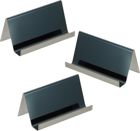 PATIKIL Business Card Holder for Desk, 3Pcs Business Card Holders Stainless Steel Card Stand Organizer Cards Display for Office Exhibition, Purple in Kuwait