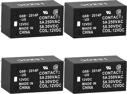 PCB Power Relay, G6B-2014P-US, Coil Voltage DC 12V, Contact 5A 250VAC, DPST 2-Pole Normally Closed 6Pins, General Purpose Relay (2) in Kuwait