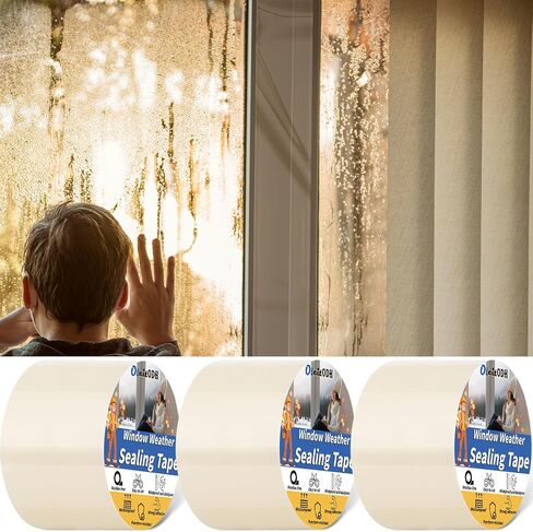 3 Pack Transparent Window Weather Sealing Tape 3" x 60 Yds Clear Window Insulation Tape Heavy Duty Window Draft Isolation Sealing Film Tape Clear Draft Stopper Adhesive Tape for Doors,Windows in Saudi Arabia