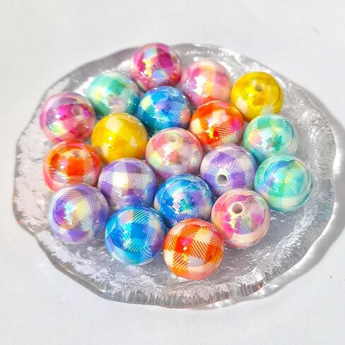 Acylic AB Plated Round Bead DIY Loose Bead Craft Embelishment Bead (Mixed Colors-Square), CC-Z002 in Saudi Arabia