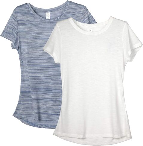 icyzone Workout Shirts for Women - Yoga Tops Gym Clothes Running Exercise Athletic T-Shirts for Women(Pack of 2) in Kuwait