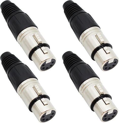 4-Pin XLR Cable Connector XLR 4 Pin Female Plug Connector Mic Cable Plug Connector Audio Adapter for Microphone, 4 Pack in Kuwait