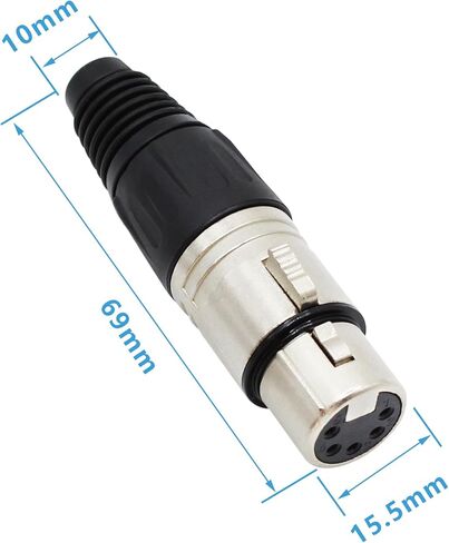 4-Pin XLR Cable Connector XLR 4 Pin Female Plug Connector Mic Cable Plug Connector Audio Adapter for Microphone, 4 Pack in Kuwait