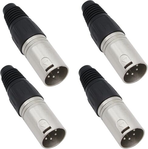 4-Pin XLR Cable Connector XLR 4 Pin Female Plug Connector Mic Cable Plug Connector Audio Adapter for Microphone, 4 Pack in Kuwait