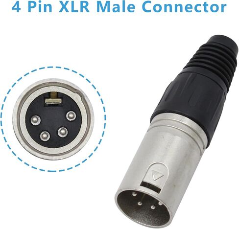 4-Pin XLR Cable Connector XLR 4 Pin Female Plug Connector Mic Cable Plug Connector Audio Adapter for Microphone, 4 Pack in Kuwait