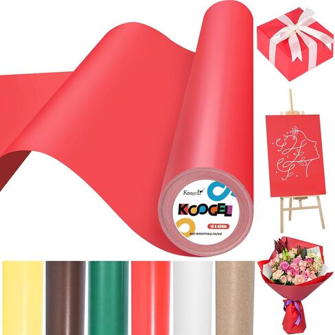 Koogel White Wrapping Paper, 15" x 450" （38'） Bulletin Board Paper Roll for Gift Wrapping Craft Supplies Bouquet Flower Covering Poster Packing in Saudi Arabia