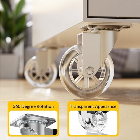 2 Inch Clear Furniture Casters Without Brakes, 360 Degree Swivel Transparent Casters, Lightweight and Durable, Maximum Load Capacity 265lbs in Kuwait