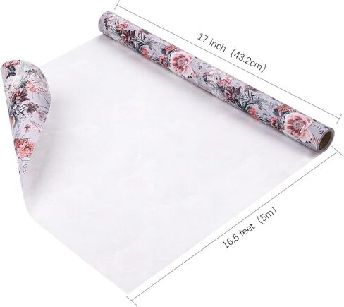 WRAPAHOLIC Peacock Wrapping Paper - Mini Roll - 17 Inch x 16.5 Feet - Green Peacock Design for Birthday, Wedding, Drawer Liners, Home Closet Shelves in Saudi Arabia