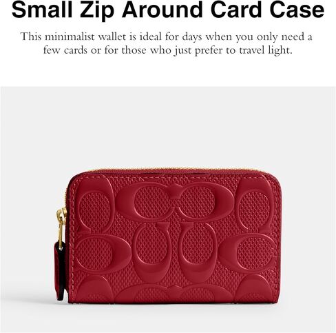 COACH Women's Small Zip Around Card CASE, LH/Dark Ruby in Kuwait