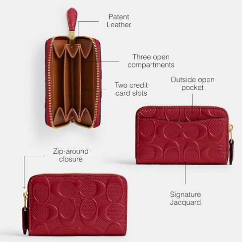 COACH Women's Small Zip Around Card CASE, LH/Dark Ruby in Kuwait