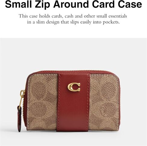 COACH Women's Small Zip Around Card CASE, LH/Dark Ruby in Kuwait