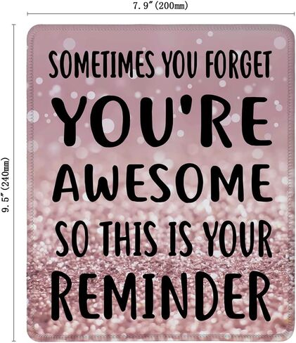 Inspirational Quote Mouse Pad, Sometimes You Forget You’re Awesome So This is Your Reminder Motivational Mouse Pad for Women, Non-Slip Rubber Base and Stitched Edge MousePads for Office Laptop, Pink in Saudi Arabia