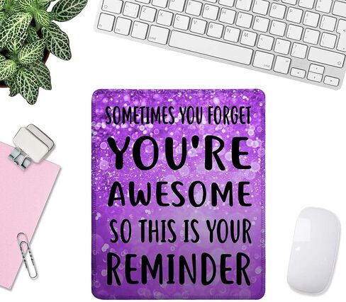 Inspirational Quote Mouse Pad, Sometimes You Forget You’re Awesome So This is Your Reminder Motivational Mouse Pad for Women, Non-Slip Rubber Base and Stitched Edge MousePads for Office Laptop, Pink in Saudi Arabia