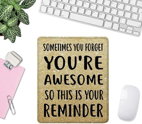 Inspirational Quote Mouse Pad, Sometimes You Forget You’re Awesome So This is Your Reminder Motivational Mouse Pad for Women, Non-Slip Rubber Base and Stitched Edge MousePads for Office Laptop, Pink in Saudi Arabia