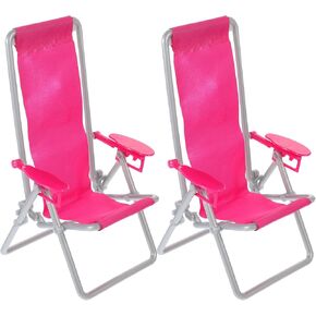 2pcs Doll House Beach Chair: Miniature Clay Chair Mini Deck Chair Mini قابلة للطي كرسي شاطئ بلاستيكي لإكسسوارات أثاث الدمية