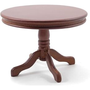 Dollhouse Miniature Walnut Wood Round Table by Classics by Handley House