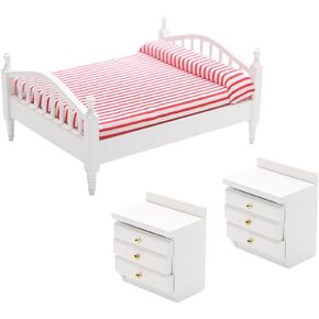 Totority Wooden Dollhouse Bed - 1: 12 Doll House Furniture Miniature Dollhouse Tabletop Accessories Dollhouse Furniture Furniture Mini