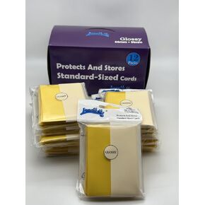 600 Counts Yellow Color Front Glossy Card Sleeves for Trading, Gaming, MTG, L5R, TCG, Sports Cards