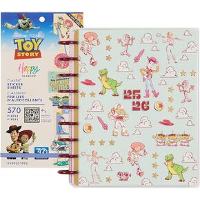 Happy Planner Disney Disc-Bound 12-Month Jul. 2025–Jun. 2026 Classic Color-Block Planner Bundle with 30-Sheet Sticker Pack, Woody and Friends