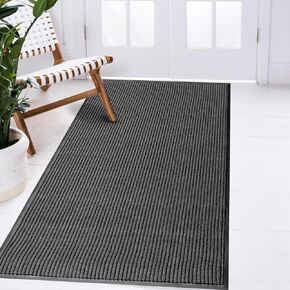 LuxUrux® Durable Rubber 3'x5' Commercial Door Mat - Heavy Duty, Indoor/Outdoor, Easy Clean, Waterproof, Commercial Floor Mat for Entry, Patio, Garage - Stylish Striped Gray Design (3 x 5 Feet)