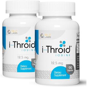 RLC, i-Throid 12.5 mg, Iodine and Iodide Supplement to Support Thyroid Health and Hormone Balance, 90 capsules (90 servings)