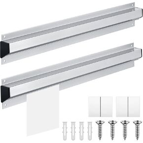 Henoyso 2 قطع حامل التذاكر صاحب التذاكر حامل إيصال الألومنيوم رف التذاكر Silver Silver Kitchen Slide Rack for Office Cafes Pubs (24 inch ، square)