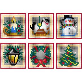 Counted Cross Stitch Kit on Plastic Canvas with Christmas coasters. Gorgeous Ornament 4.33x4.33 inches 161CS. Wonderful for Embroidery & Craft Amateurs