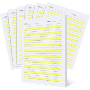 400 Sheets Write Beginner Paper Level 2 Highlighted Paper Writing Paper with Lines and Yellow Highlighted Practice Writing Paper for Kids Right Letter Positioning Intermediate Paper