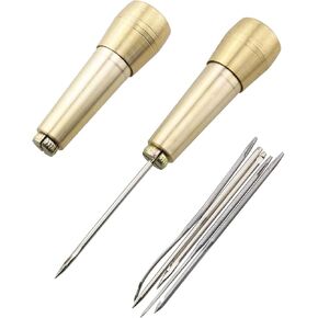 TAODAN 8PCS Canvas Leather Sewing Cap Needle Set Copper Awl Shoe Repair Leather Tool Set Canvas Leather Sewing Awl Tool Shoe Repair for Sewing Tent Backpack Sleeping Bag Jacket