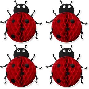 Amyhill 4 PCS Decorations Partybug Party Decorations 12 بوصة الخنفساء عسل العسل المركزية ، زخارف حفلة عيد ميلاد 3D Decor Decor