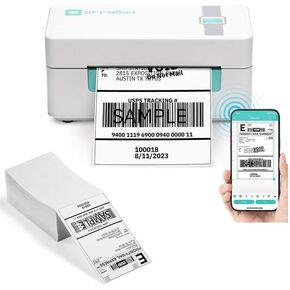 OFFNOVA Bluetooth Thermal Label Printer with a Stack of 4"x 6" Shipping Thermal Labels, 500 Sheets/Stack, Bundle