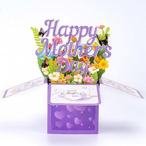 3D Pop-Up Mother's Day Card - Love You Mom Flower Pop-Up Card with Envelope and Note Label Included for Mom, grandmother, Any mother figure in your life (Style #A)