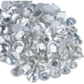 1440pcs Flatback Crystal Rhinestones, Glue Fixed Clear Rhinestones, Glass Round Gems for Crafts Nail Clothing Shoes Art DIY Decoration (CrystalAB, SS20/4.8mm)